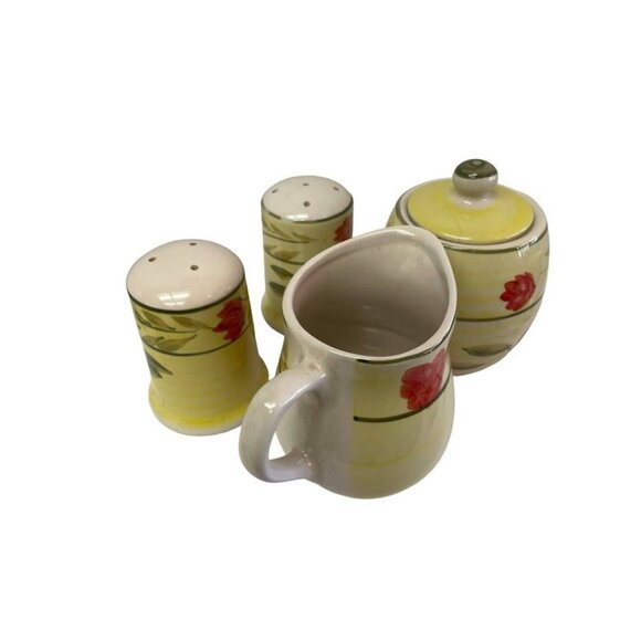 Vintage Ceramic Pottery Cream Sugar Bowl Salt and Pepper Set - Picture 6 of 9